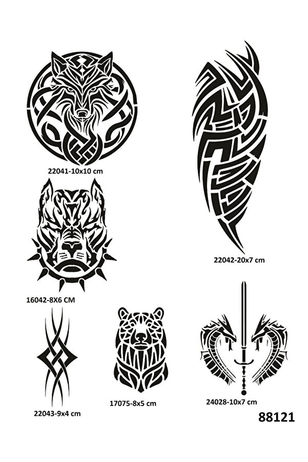 Ai̇rbrush Tattoo Tri̇bal Seri̇si̇ 6 Adet Geçi̇ci̇ Dövme Şablonu Kına Kalıbı Sadece Desen