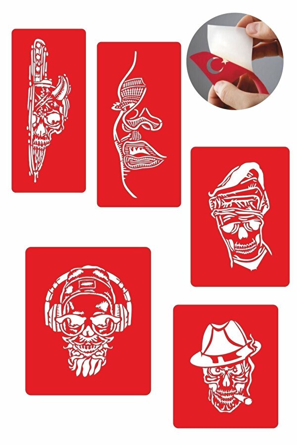 Ai̇rbrush Tattoo Korkusuz Kuru Kafa Modeller Dövme Şablonu Kına Deseni̇