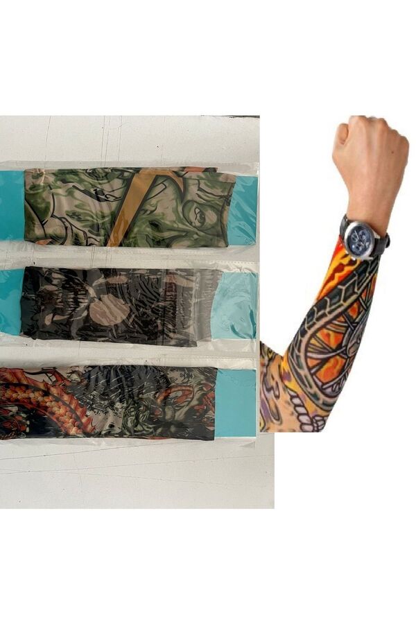 Enhavalı 3 Çi̇ft 6 Adet Gi̇yi̇lebi̇li̇r Dövme Sleeves Tattoo Çorabı