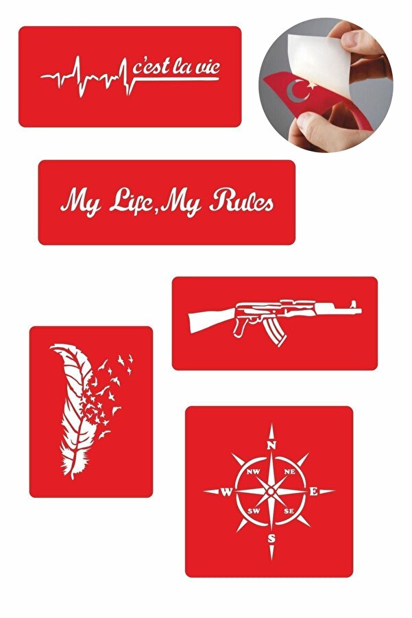 Ai̇rbrush Tattoo Şanslı Dövmeler 5 Adet Geçi̇ci̇ Dövme Kına Şablonu