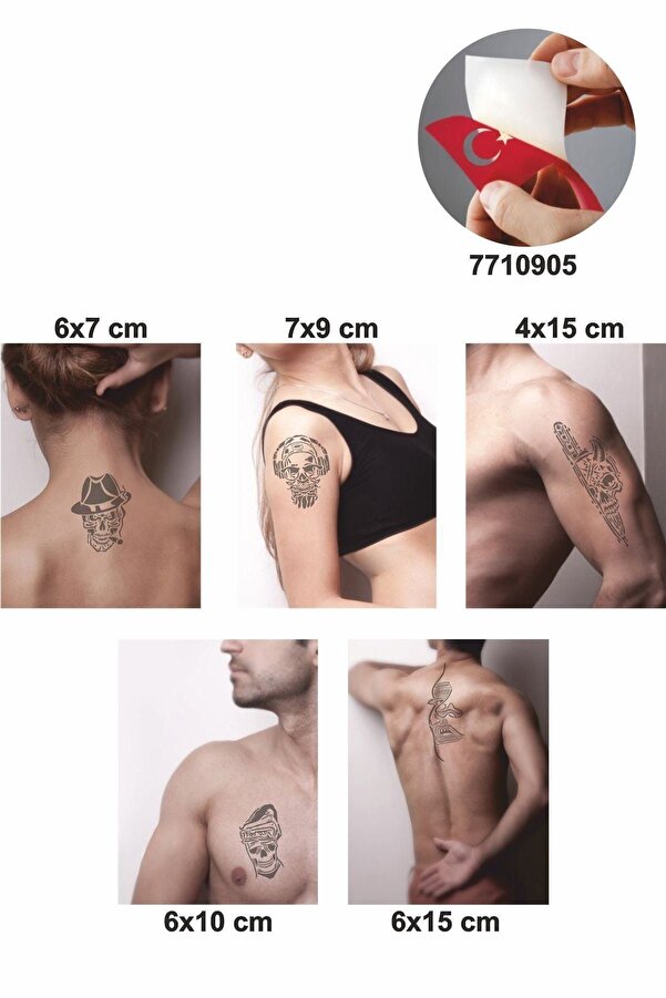 Ai̇rbrush Tattoo Korkusuz Kuru Kafa Modeller Dövme Şablonu Kına Deseni̇