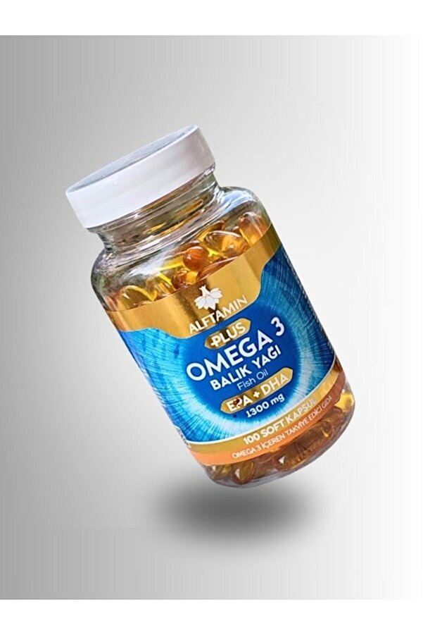 Omega 3 100 Softgel Kapsül Epa+Dha Fi̇sh Oi̇l Takvi̇ye Edi̇ci̇ Gıda 1300Mg
