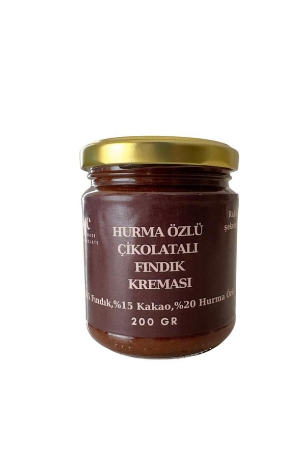 Beechocolate Ilave Şekersiz El Yapımı Hurmalı Bitter Çikolatalı Fındık Kreması - Glutensiz