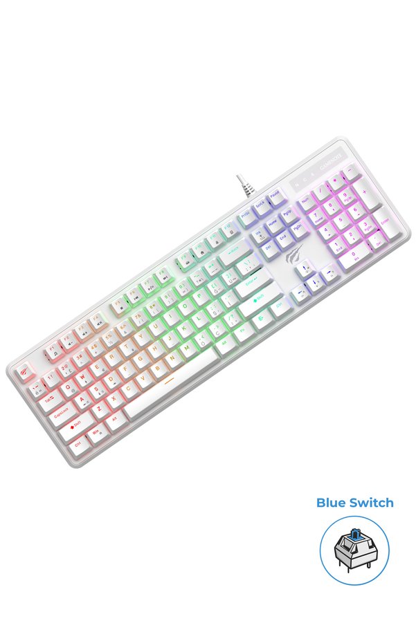 Havit Gamenote KB870L RGB Backlit Gaming Mekanik Klavye Blue Switch - Beyaz