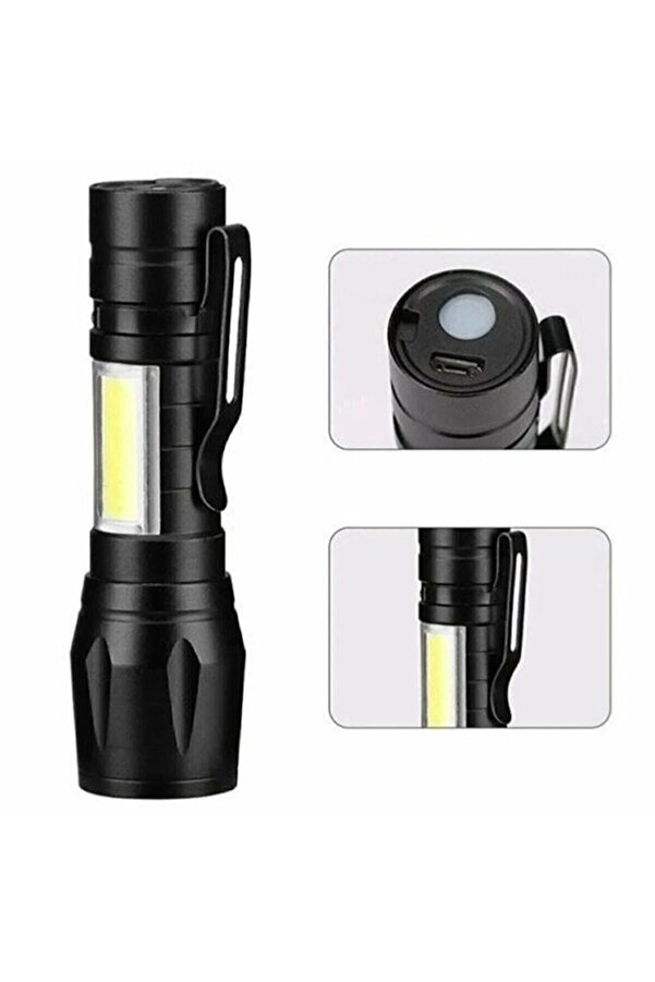 Ardinyo Ultra Güçlü 2500 Lumen 5w Cob Led Usb Şarjlı El Feneri Avcılık kamp Feneri Deprem Çantalık Fener