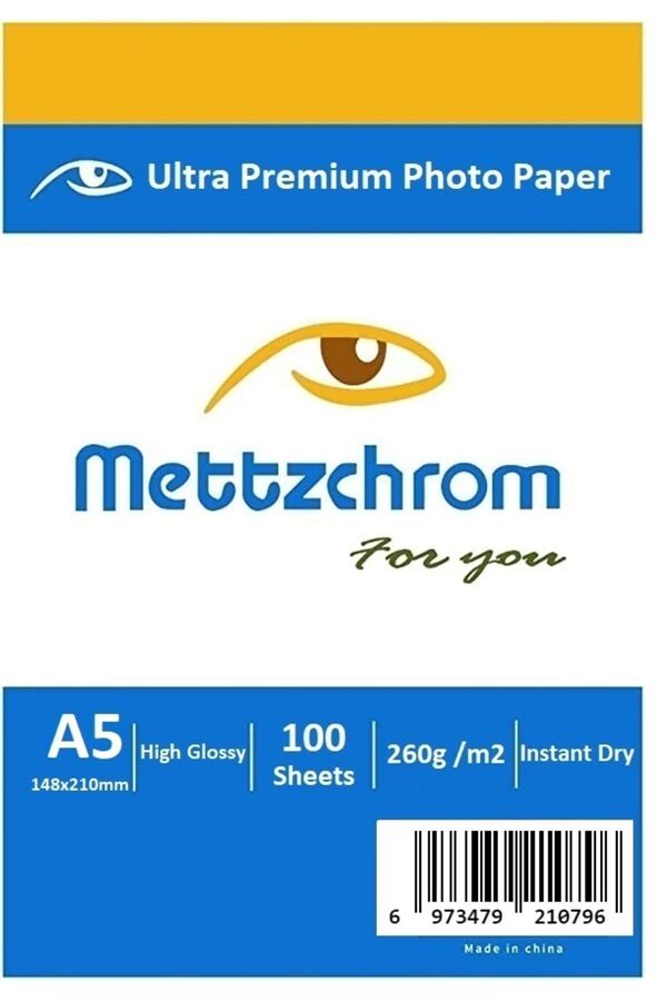 Mettzchrom 15x21cm A5 260G Parlak Inkjet Fotoğraf Kağıdı 100'lü Uyumlu Fotoğraf Kağıtları
