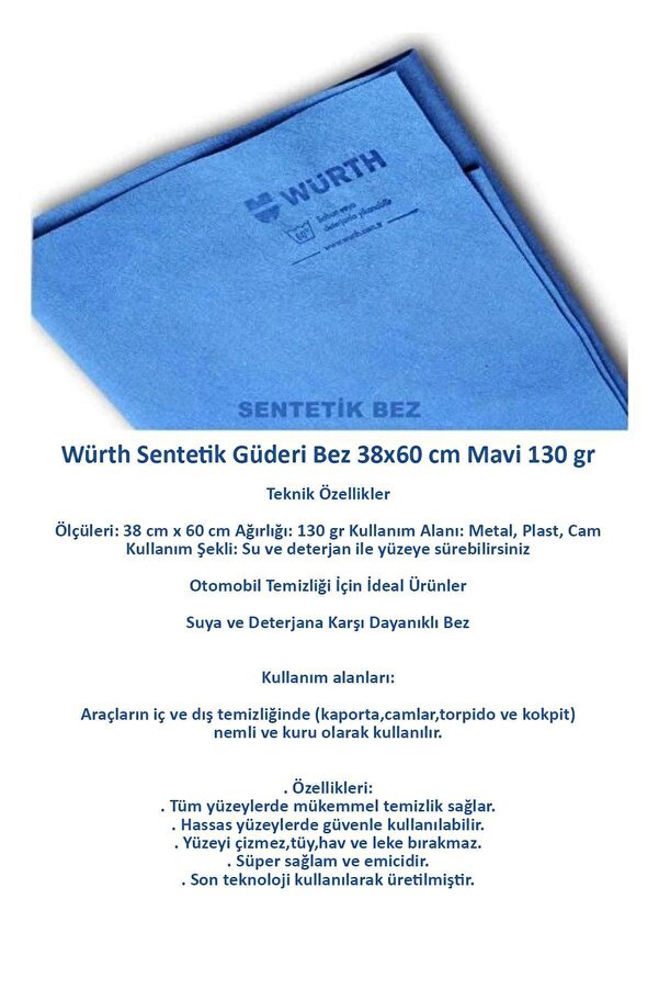 Würth Sentetik Güderi Bez 38*60cm 130gr Mavi 5 Adet