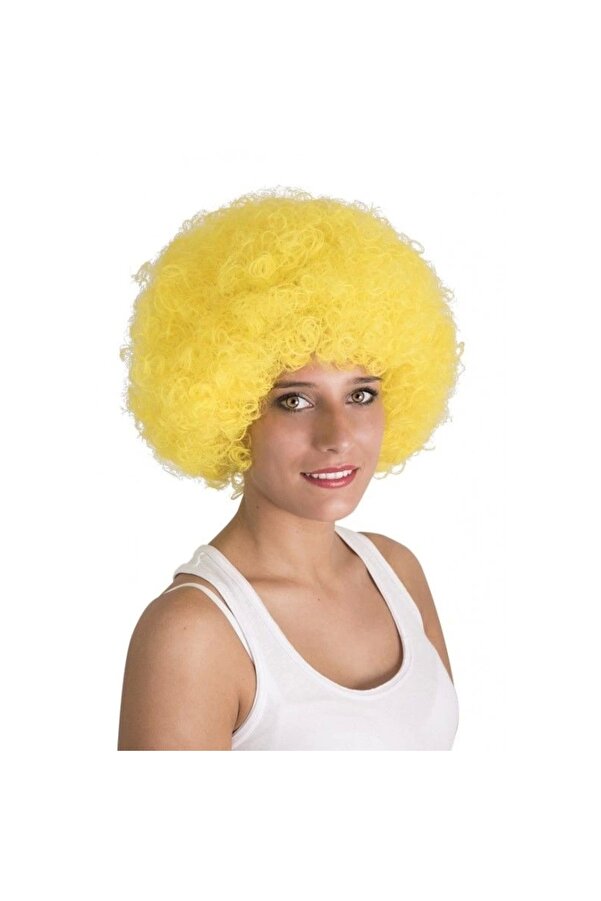 Go İthalat Sarı Renk Kıvırcık Afro Bonus Peruk (4533)