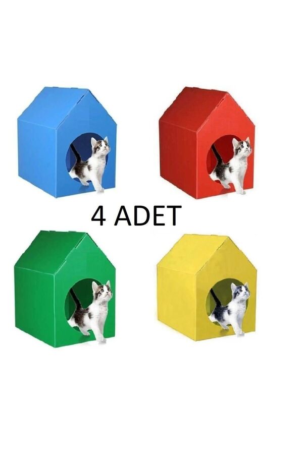 ALERUM 4Adet Kedi Köpek Evi Kulübesi Yuvası Plastik Demonte Taşınabilir Renk Stoğa Bağlı