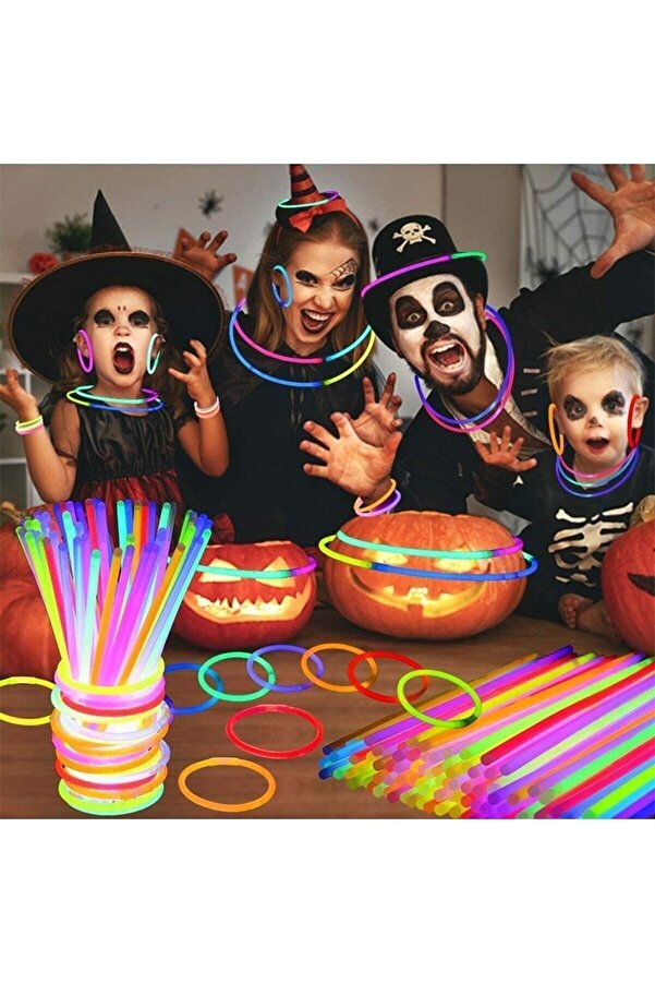 Glow Stick Parti Bilekliği Kolye Neon Işık Doğum Günü Partisi Cadılar Bayramı Halloween Düğün Floresan Sticks