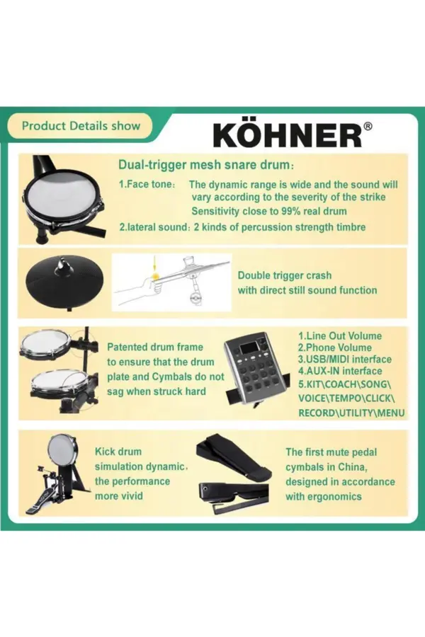 Köhner Kfb-300 Di̇ji̇tal Bateri̇ Seti̇