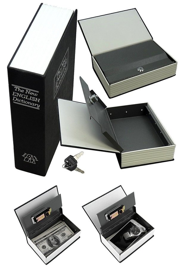 Store Kitap Görünümlü Anahtarlı Çelik Mini Kasa Ev İçin Altın Takı Kutusu Kasa Kumbara Kilitli Sandık