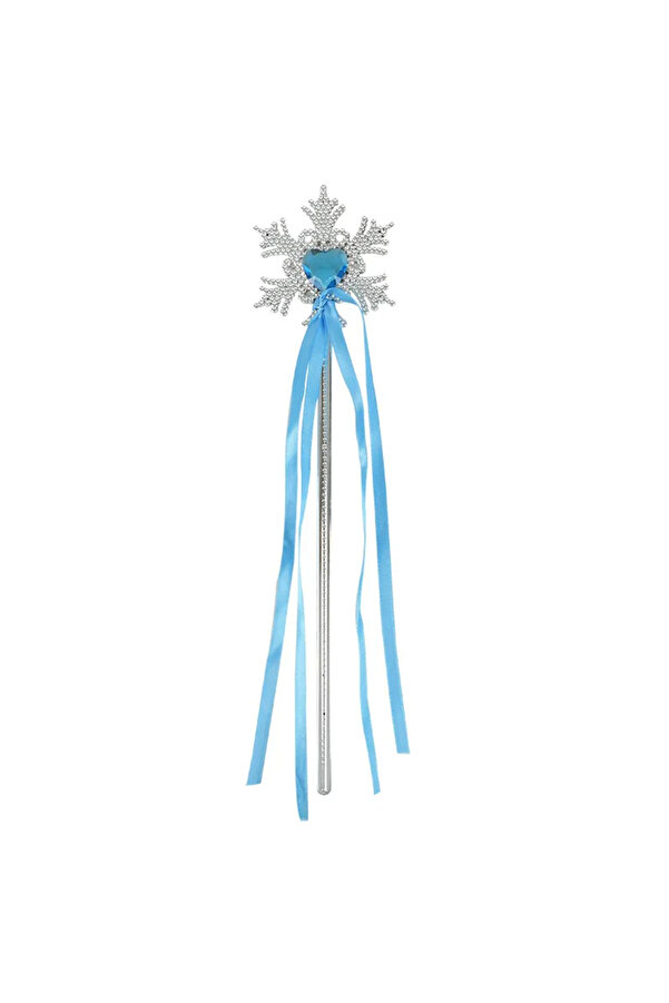 Go İthalat Kar Taneli̇ Mavi̇ Kalp Taşlı Saten Kurdeleli̇ Karlar Ülkesi̇ Elsa Asası Sopası 34 Cm (4130)