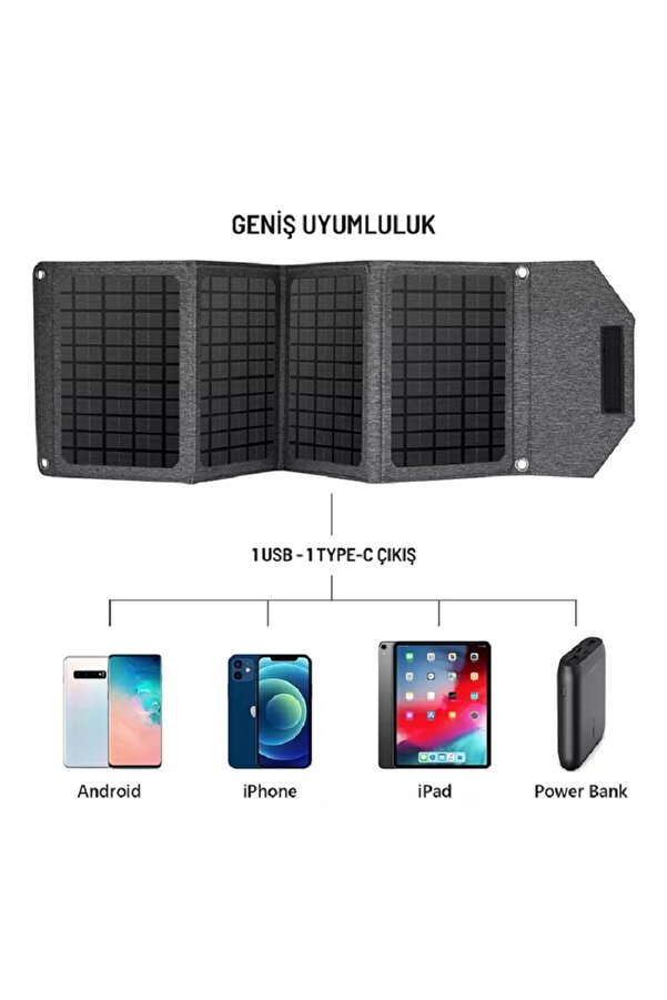 Genel Markalar EcoCrystal 24W 4 Yapraklı Taşınabilir Katlanabilir Güneş Paneli 24Watt