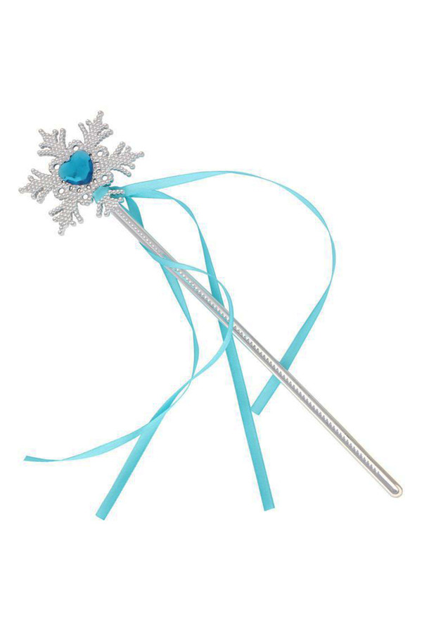 Go İthalat Kar Taneli̇ Mavi̇ Kalp Taşlı Saten Kurdeleli̇ Karlar Ülkesi̇ Elsa Asası Sopası 34 Cm (4130)