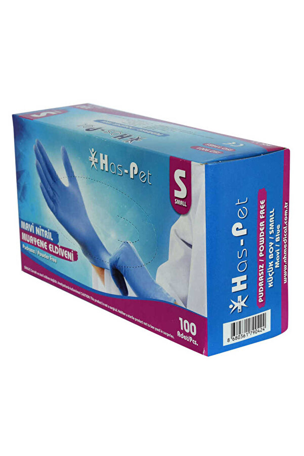 Ethab Ti̇caret Pudrasız Mavi̇ Ni̇tri̇l Eldi̇ven Küçük Boy (S) 100 Lü Paket