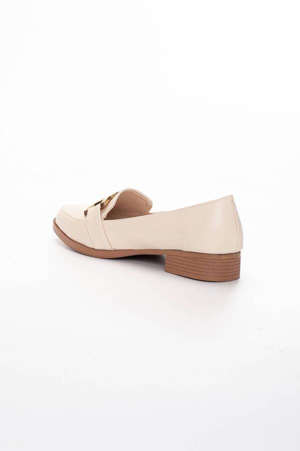 Gult Kadın Metal Detaylı Loafer Babet Bej