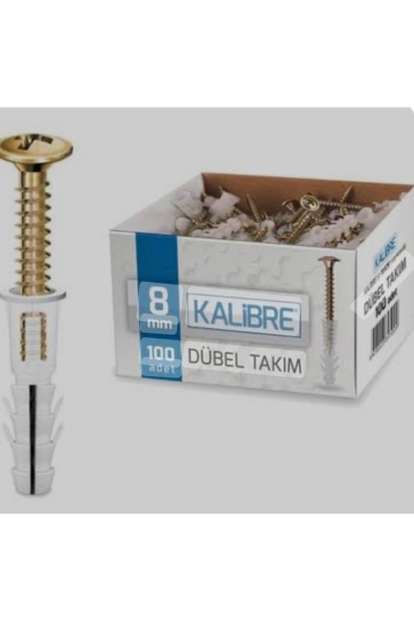 Genel Markalar 8 MM Kalibre Dübel Takımı 100 Adet Kutulu Vida VE Dübelli 1 Kutu Gönderilir