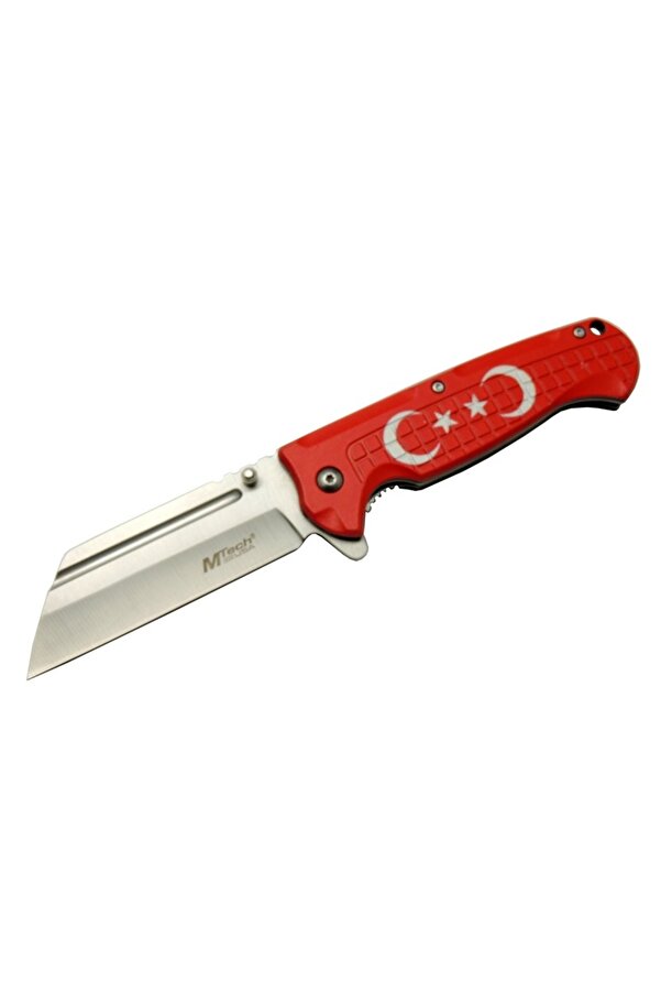 4-27 Kırmızı Tanto Kamp Çakı 21Cm - Yarı Otomati̇k, Ay-Yıldız Baskılı Sap