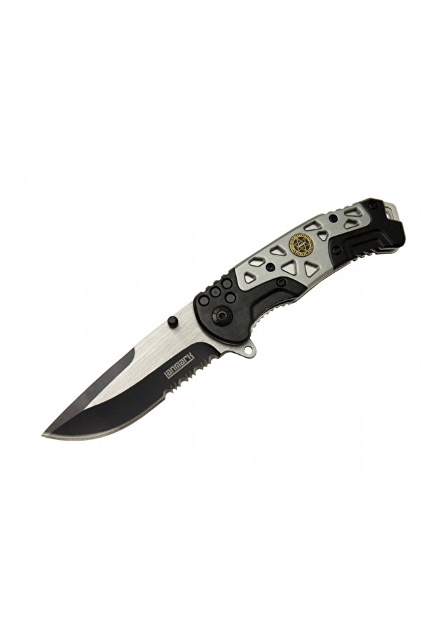 Lanmark Mx10 Gri̇ Testereli̇ Outdoor Çakı 21 Cm - Otomati̇k, Perçi̇nli̇