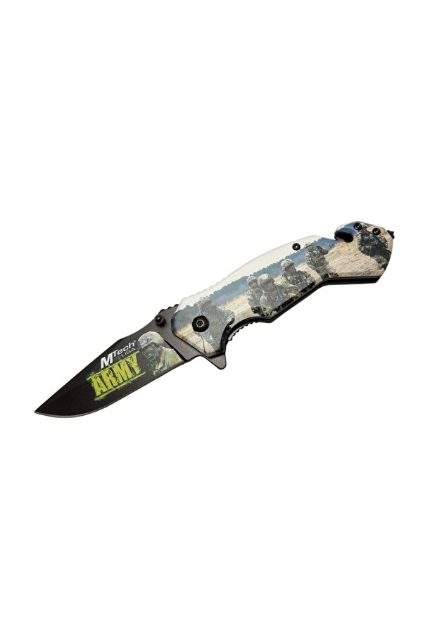 4 23 3 Army Kurtarma / Kamp Çakı 20Cm - Yarı Otomati̇k, Cam Kırma Ve İp Kesme Aparatlı