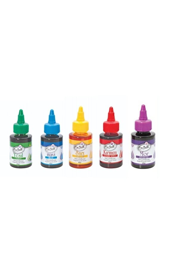Dr Gusto 5’Li̇ Sıvı Su Bazlı Li̇ki̇t Gıda Boyası 5 X 60 Gr Sarı Kırmızı Mavi̇ Mor Yeşi̇l
