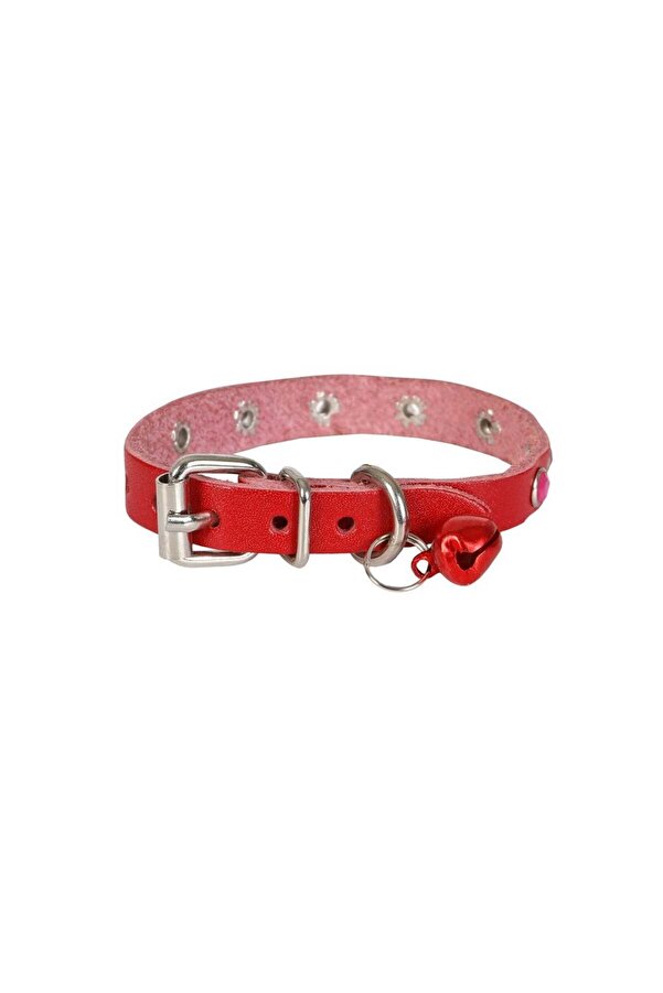 Seçki̇n Trend Taşlı Kedi̇ Ve Yavru Köpek Tasması 1*23 Cm Kırmızı Medi̇um