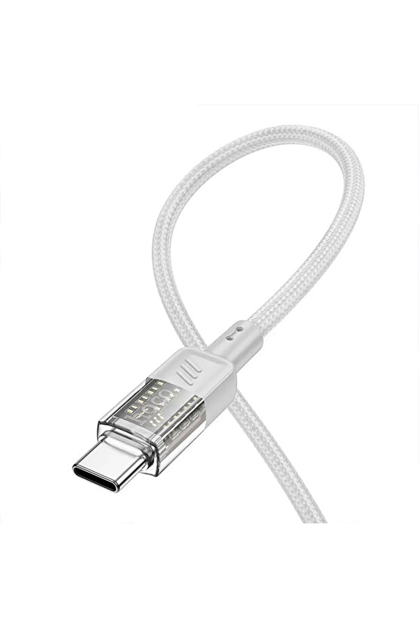 U129 Transparan Type-C To Type-C Data Ve Şarj Kablosu 1M-(1903) - Dropx9619-4411