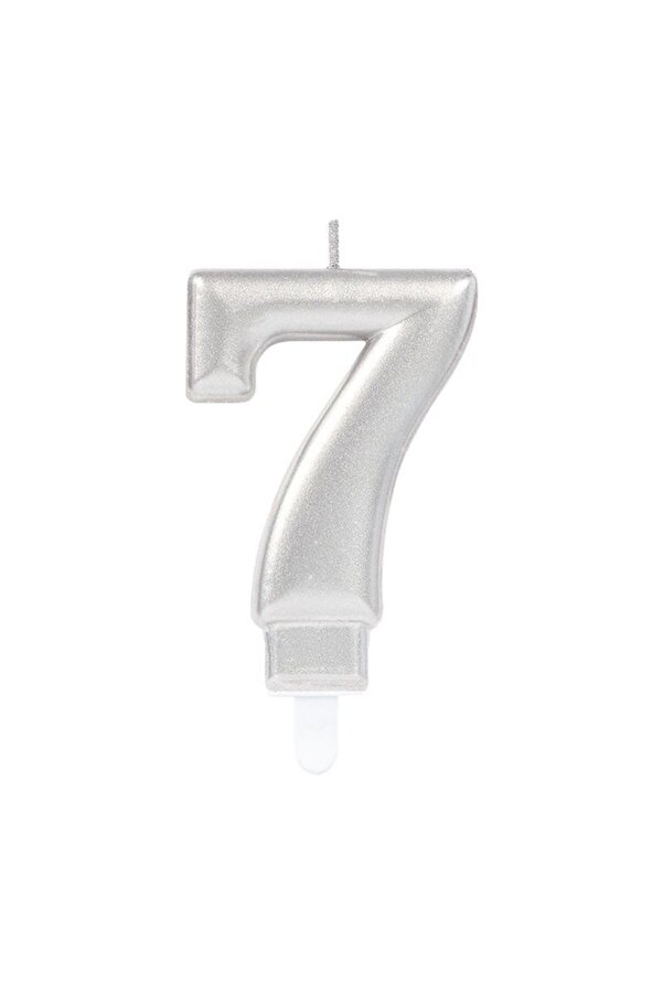 Evi̇mdeyokyok 7 Rakam Mum Gümüş Renk