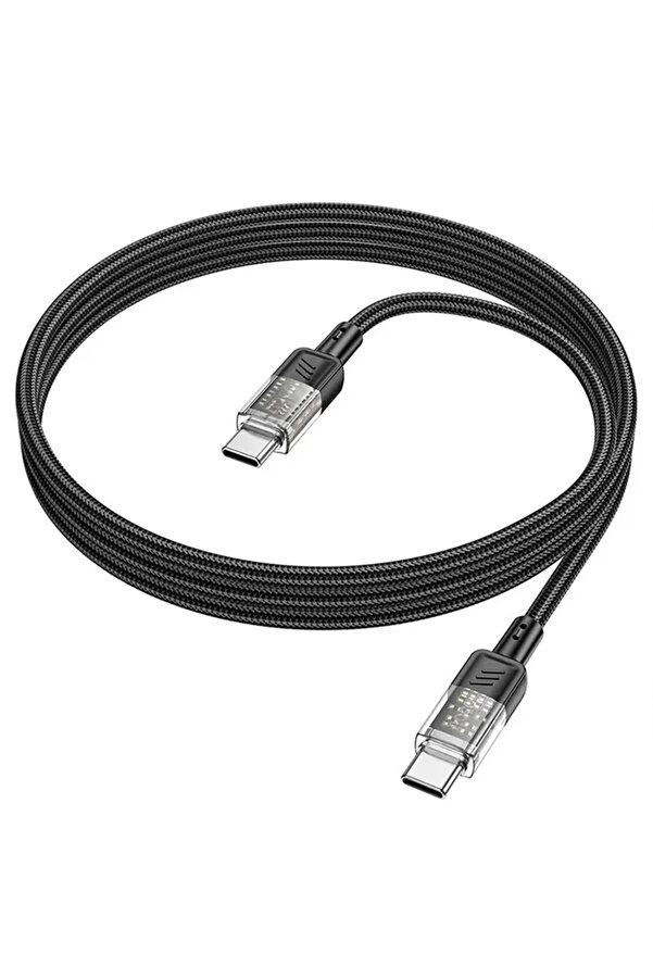 U129 Transparan Type-C To Type-C Data Ve Şarj Kablosu 1M-(1903) - Dropx9619-4411