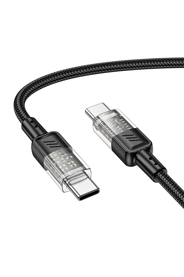 U129 Transparan Type-C To Type-C Data Ve Şarj Kablosu 1M-(1903) - Dropx9619-4411