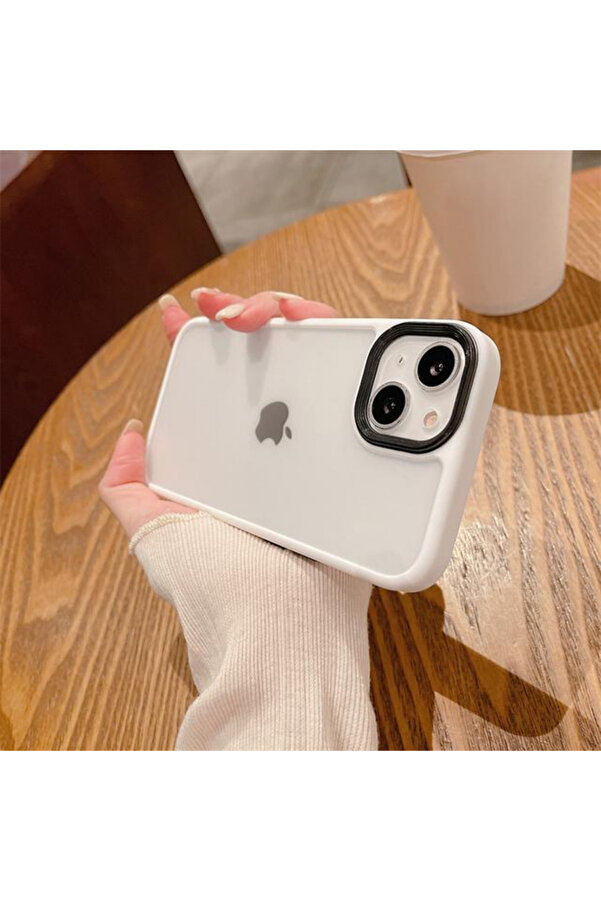 Evi̇mdeyokyok İphone 11 Pro Max Yanları Renkli̇ Si̇li̇kon Parlak Arka Yüzeyli̇ Ti̇ger Hi̇bri̇t Kapak Beyaz