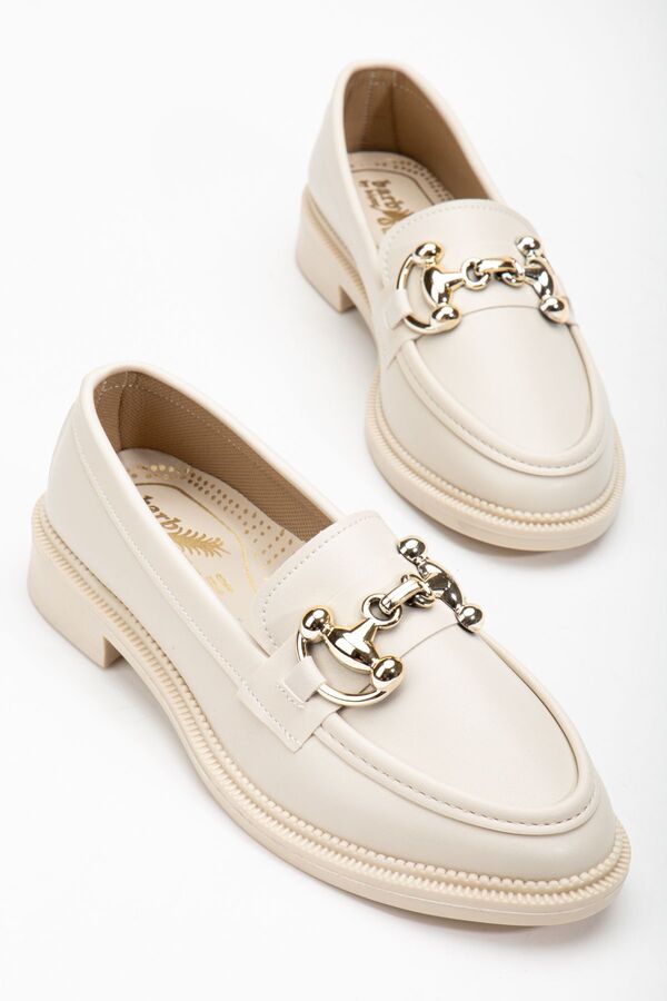 Gult Kadın Metal Detaylı Loafer Babet Nude