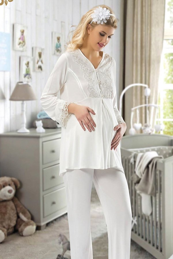 Ethab Ticaret Ekru Hamile ( Lohusa ) Pijama Takımı