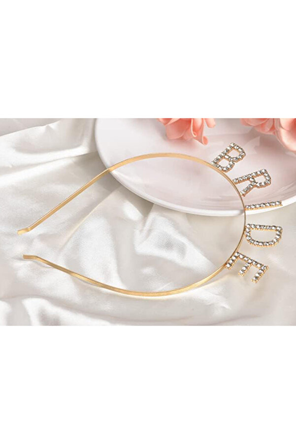 Ethab Ti̇caret Altın Gold Renk Bekarlığa Veda Kri̇stal Taş Bri̇de Tacı İthal 16X10 Cm