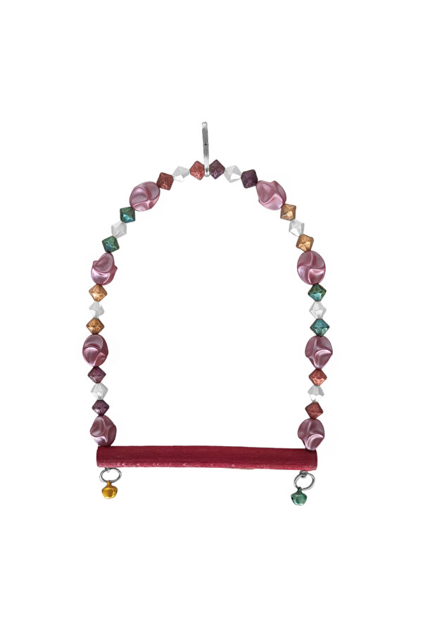 Bi̇lfold Boncuklu Ve Tünekli̇ Kuş Salıncağı 10 Cm-14 Cm Bordo