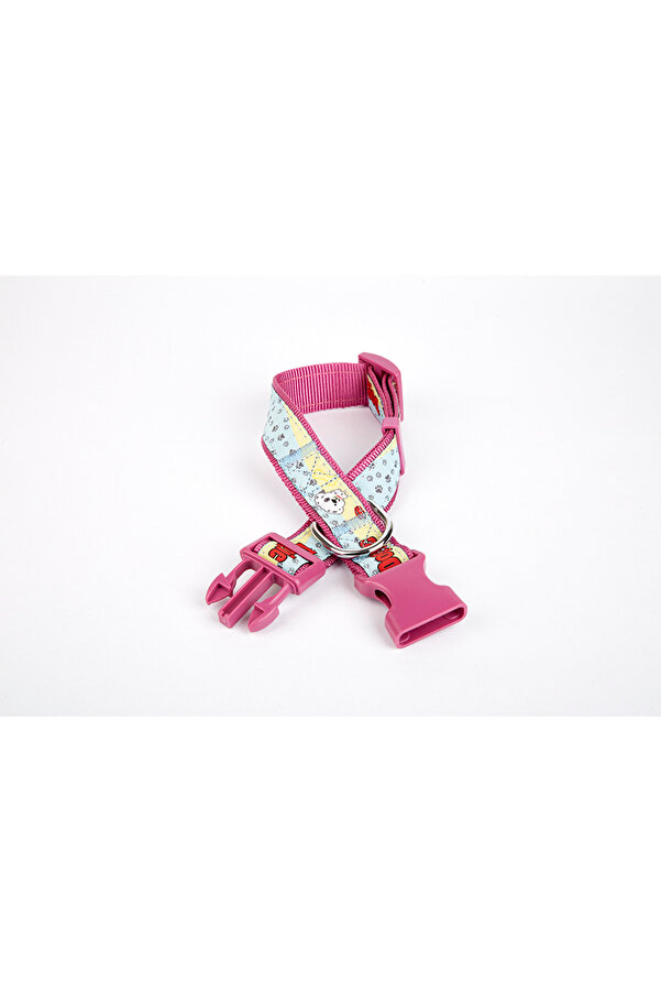 Bi̇lfold Pati̇ Desenli̇ Dokuma Köpek Boyun Tasması 3 Cm X 36-60 Cm Mor