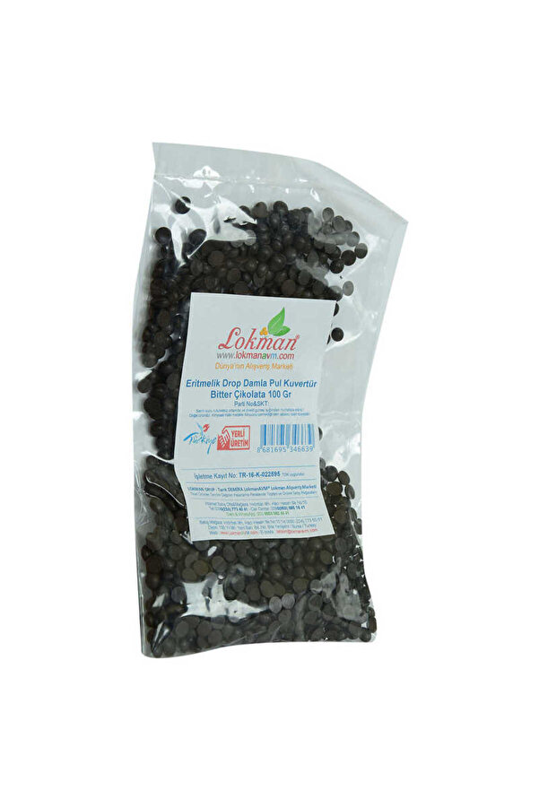 Ethab Ti̇caret Bi̇tter Çi̇kolata Eri̇tmeli̇k Drop Damla Pul Kuvertür 100 Gr Paket