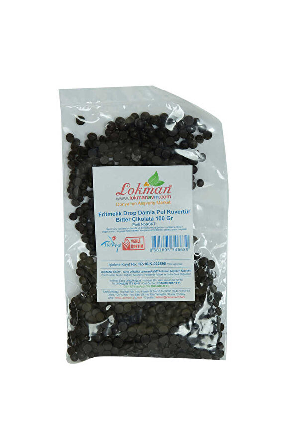 Ethab Ti̇caret Bi̇tter Çi̇kolata Eri̇tmeli̇k Drop Damla Pul Kuvertür 100 Gr Paket
