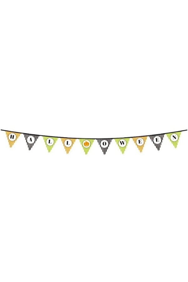 Go İthalat Cadılar Bayramı Kabak Temalı Halloween Yazılı Banner Süs Flama 3 Metre (4533)
