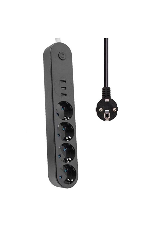 Evi̇mdeyokyok Akım Korumalı Isıya Dayanıklı 4 Lü 2 Mt Uzatma 3 Adet Usb 3402