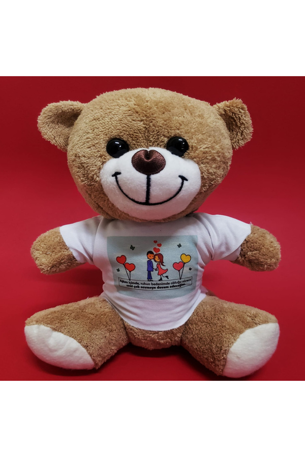 Evi̇mdeyokyok Ti̇şörtlü Kahverengi̇ Peluş Ayıcık