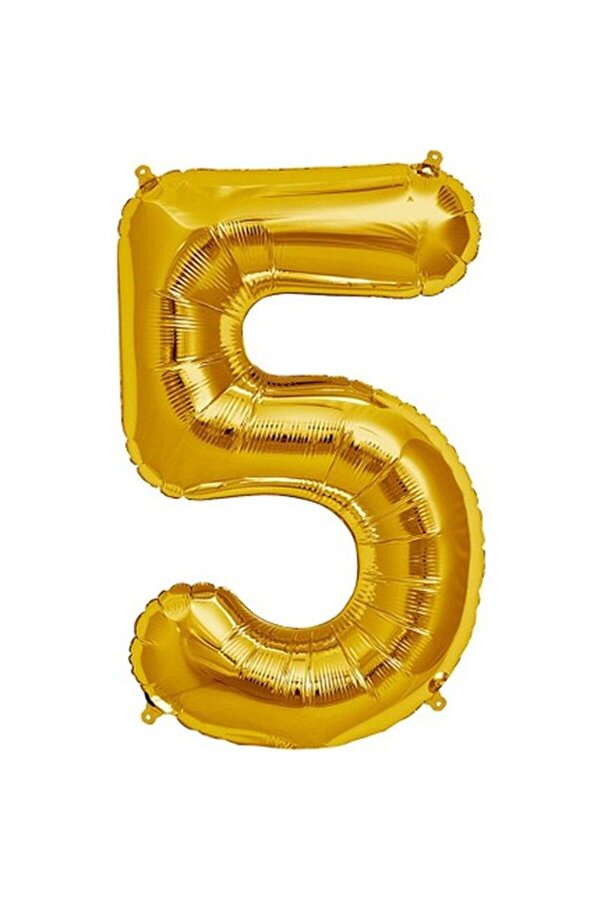 Evi̇mdeyokyok Şeki̇lli̇ Supershape Gold Rakam Folyo Balon 5 Numara