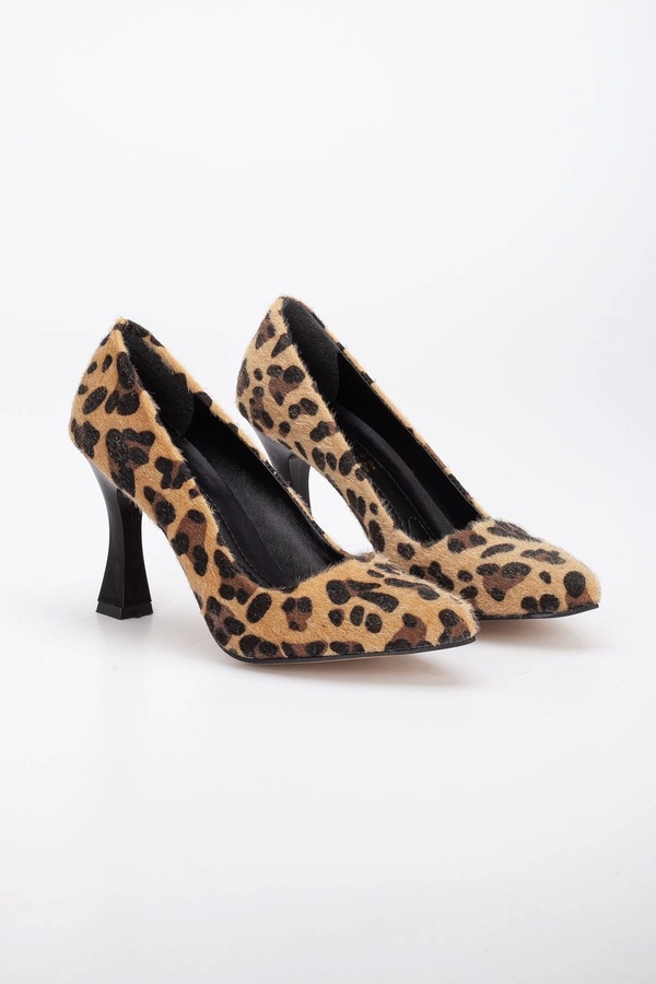 Gult Leopar Desenli̇ Sti̇letto Kadeh Topuklu