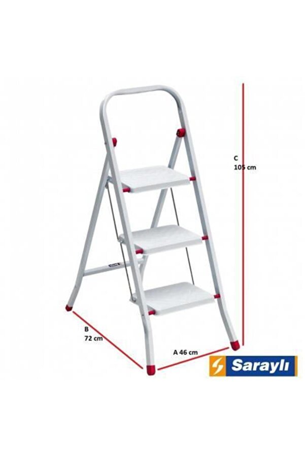 Seçki̇n Trend Saraylı Prati̇k Metal Merdi̇ven Beyaz 3 Basamaklı