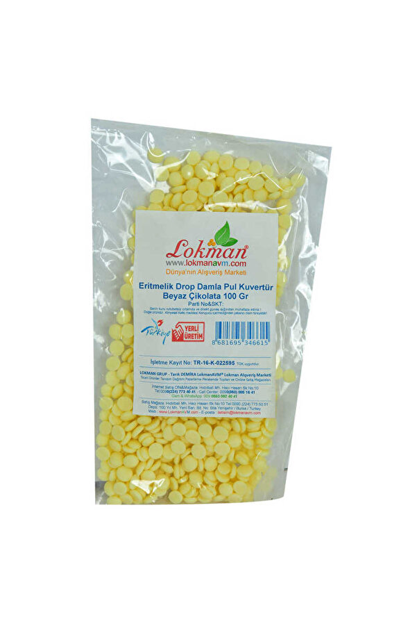 Bi̇lfold Beyaz Çi̇kolata Eri̇tmeli̇k Drop Damla Pul Kuvertür 100 Gr Paket