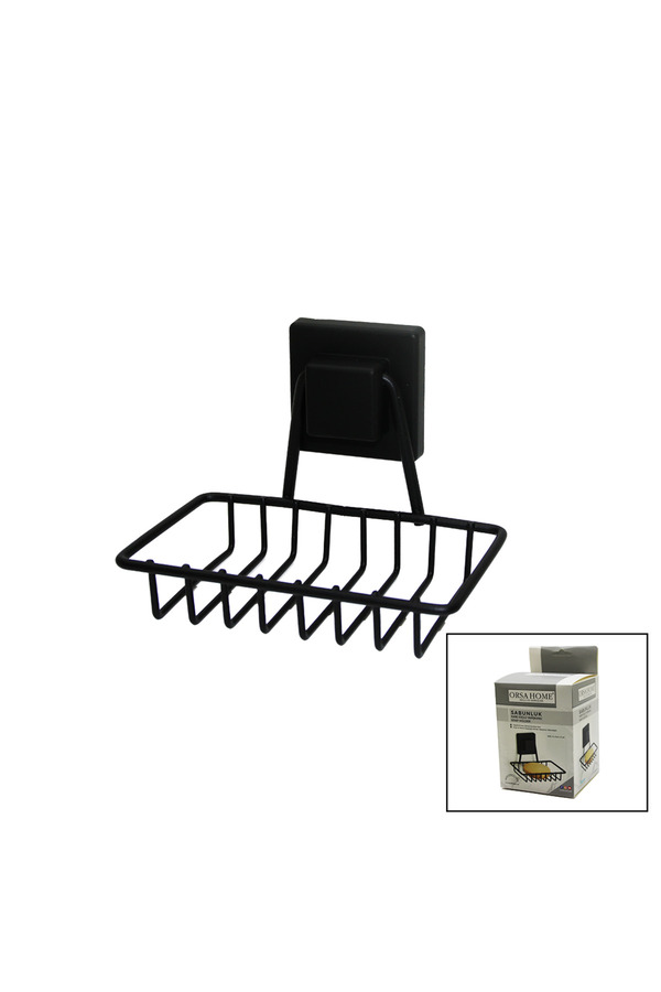 Go İthalat Si̇yah - Metal Katı Sabunluk Kare Güçlü Yapışkanlı 11X12.5X11Cm (4457)