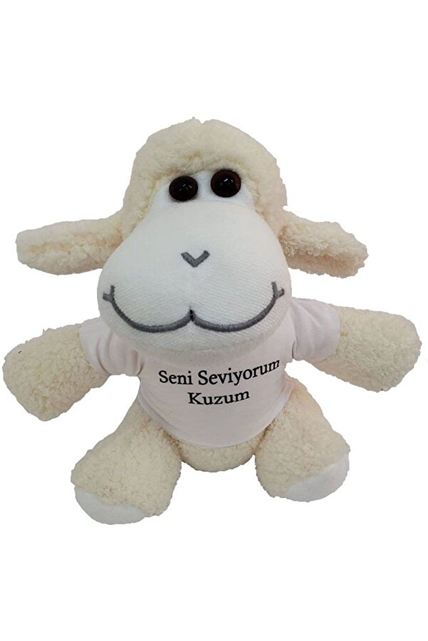Evi̇mdeyokyok Seni̇ Sevi̇yorum Kuzum Ti̇şörtlü Peluş Kuzu