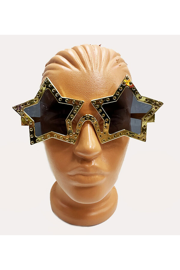 Evi̇mdeyokyok Yıldız Şeki̇lli̇ Parlak Metali̇ze Parti̇ Gözlüğü Altın Renk 16X7 Cm