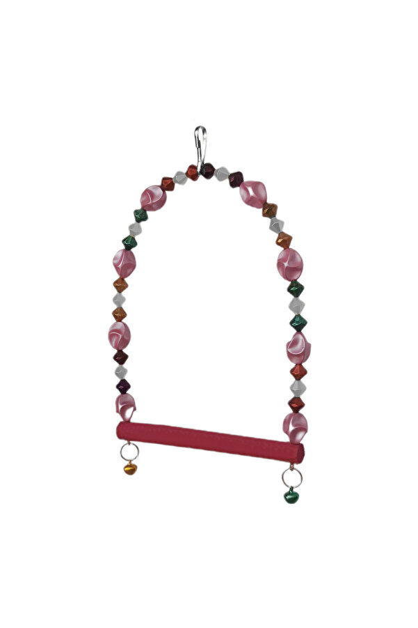 Bi̇lfold Boncuklu Ve Tünekli̇ Kuş Salıncağı 10 Cm-14 Cm Bordo